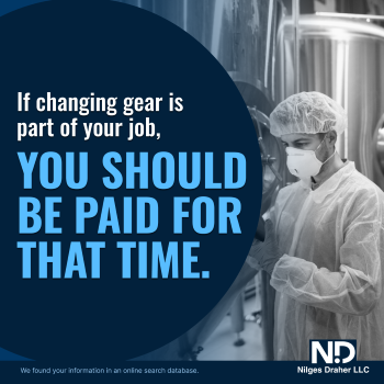 If changing gear is part of your job, you should be paid for that time